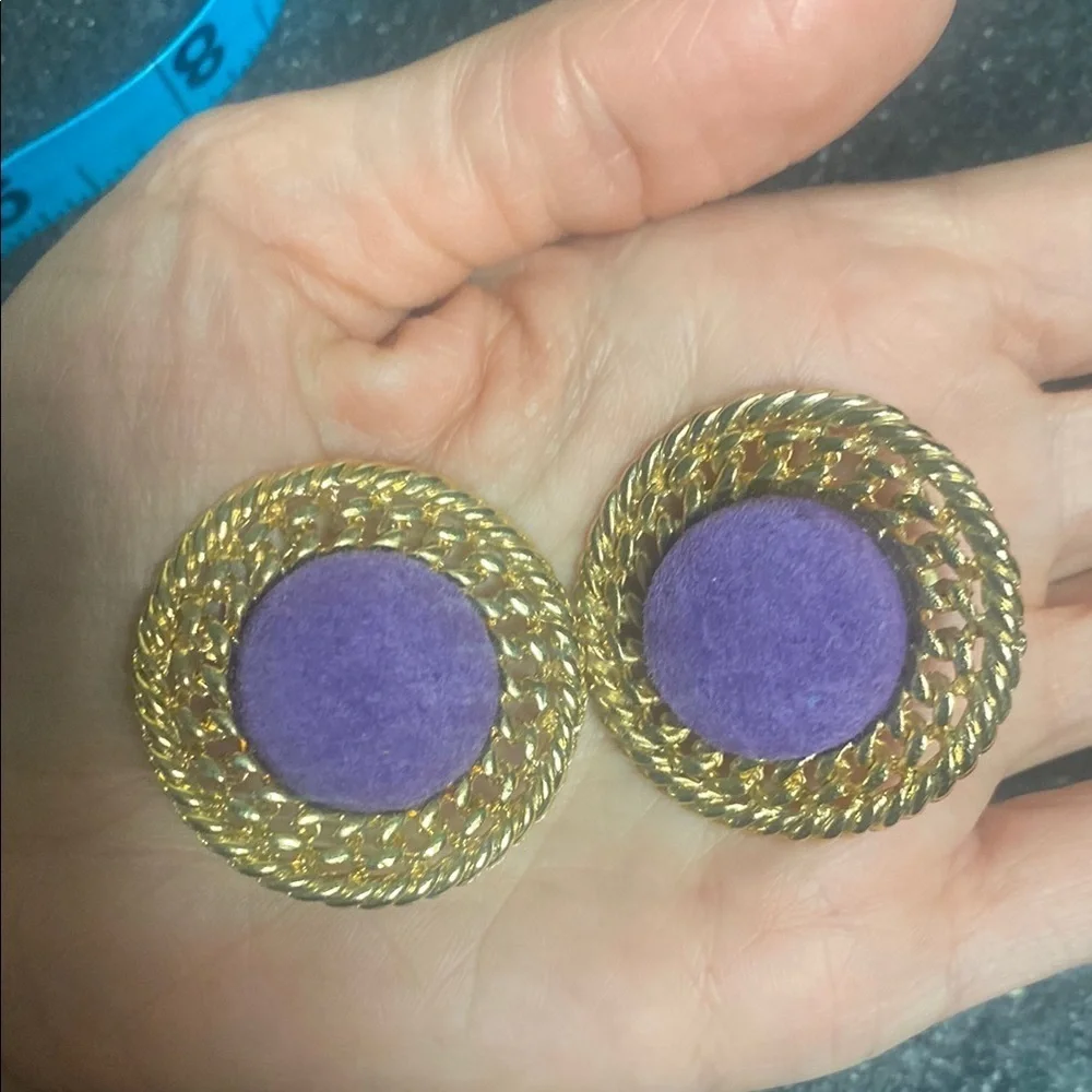 80s/90s Elegant Purple and Gold Clip Earrings